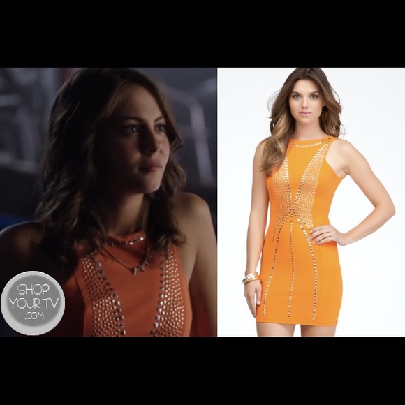 Bebe Orange Open Back Studded Tank Mini Dress - Picture 13 of 14
